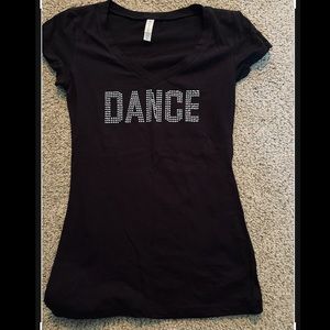 🌟DANCE Girls Juniors Shirt Bling Rhinestone NEW S